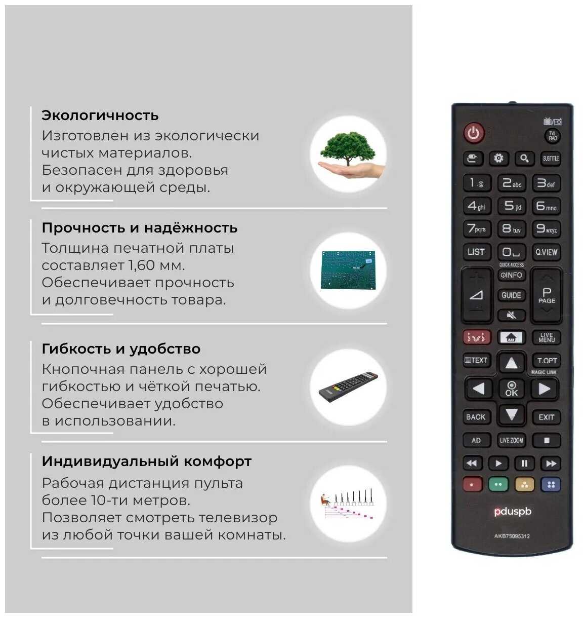 Пульт PDUSPB AKB75375611 / AKB75095312 IVI для телевизоров LG Smart TV фотография 4