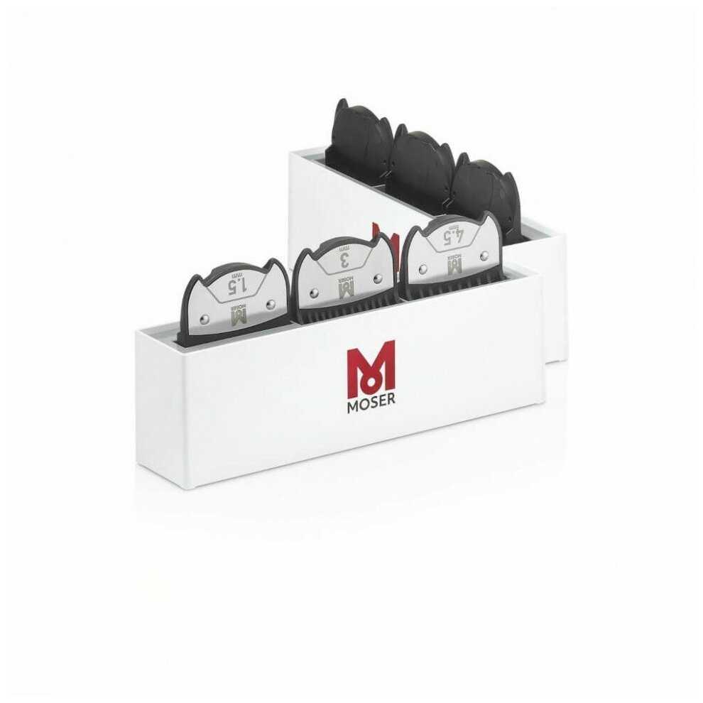 1801-7000 набор магнитных насадок MOSER MAGNETIC ATTACHM. COMB 1.5MM/3MM/4,5MM/6MM/9MM/12MM/BLACK фотография 3