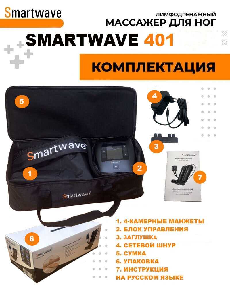 Массажер для ног SMARTWAVE 201. Массажер прессотерапии и лимфодренажа с инфракрасным прогревом фотография 2
