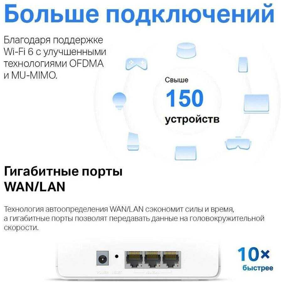Домашняя Mesh Wi-Fi система Mercusys Halo H80X (3-pack) AX3000 фотография 10