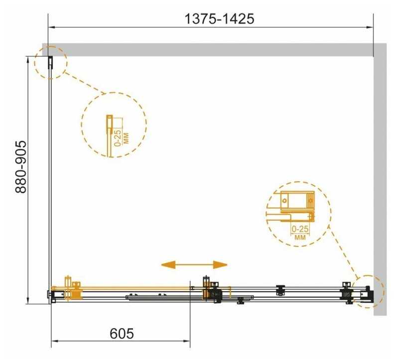 Душевой уголок CEZARES Stylus Soft AH 1 низкий поддон 140см*90см фотография 1