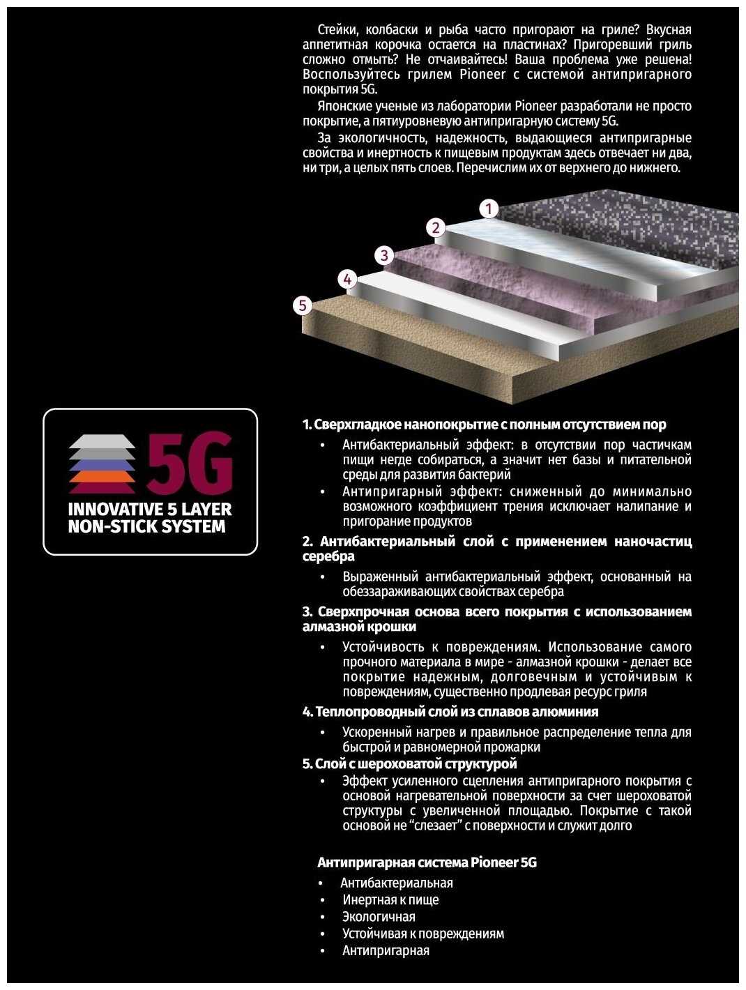 Гриль Pioneer со съемными антипригарными панелями, 3 рабочих положения, регулировка температуры, 2000 Вт фотография 6