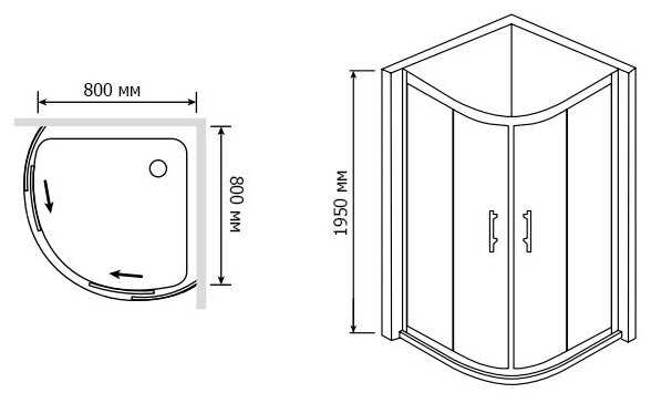 Душевой уголок RGW Passage PA-55 800x800x1950 профиль хром, стекло чистое 06085588-11 фотография 2