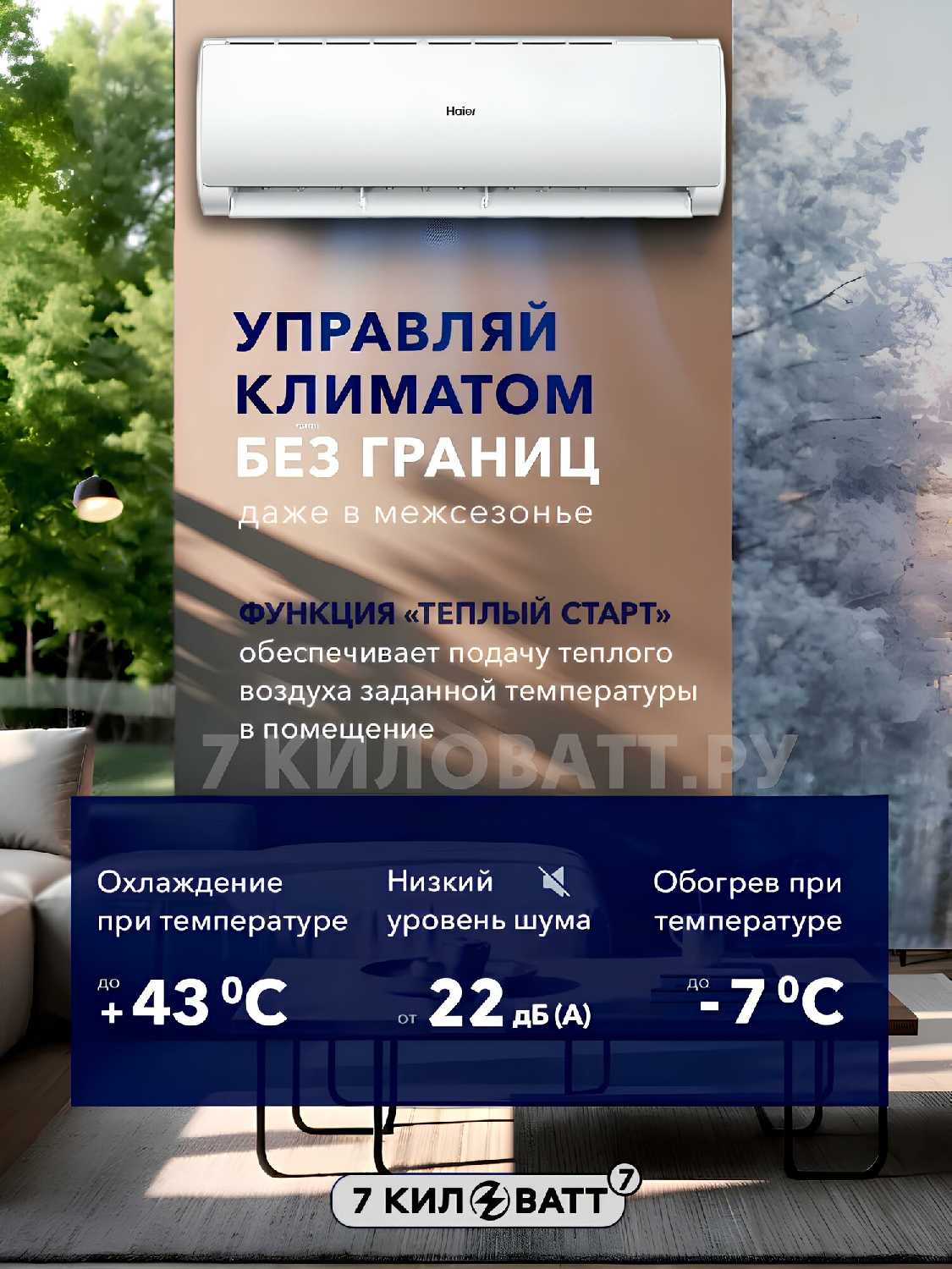 Сплит-система Haier HSU-09HQJ103/R3-B [27 м2, Wi-Fi, QINGAN] фотография 3