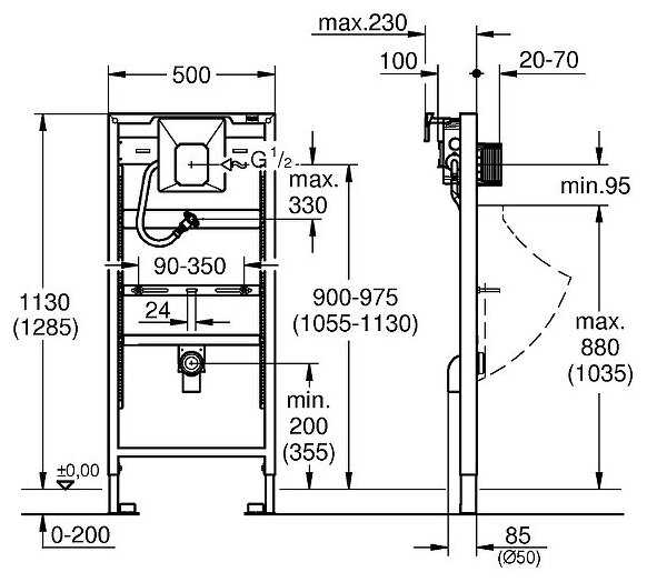 Рамная инсталляция Grohe Rapid SL (38803001) фотография 8