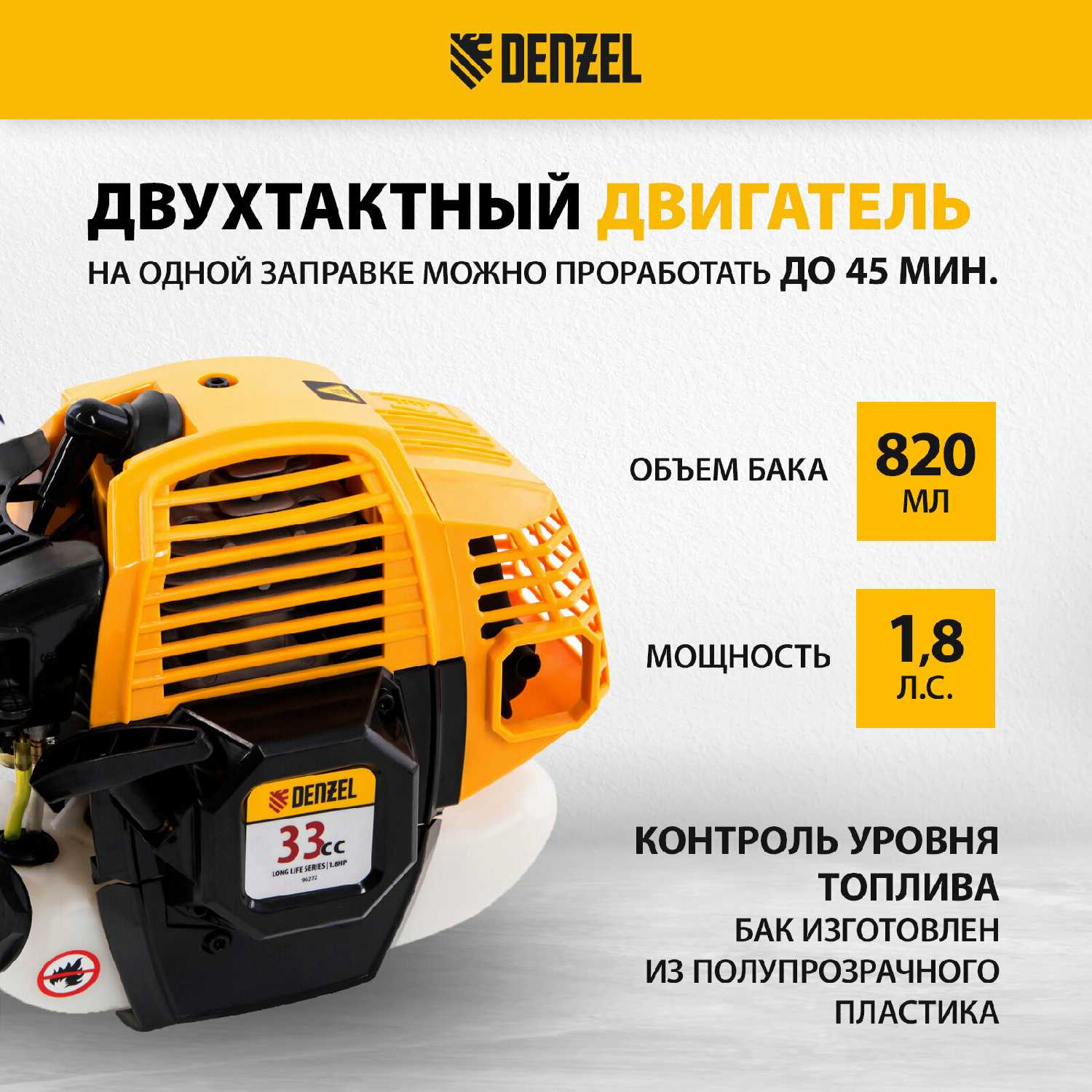 Триммер бензиновый Denzel DR-33S (96272) фотография 22