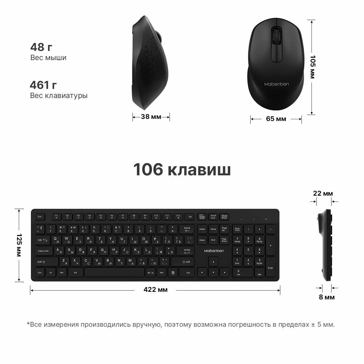 Комплекты клавиатур и мышей Maibenben KM1A12 фотография 18
