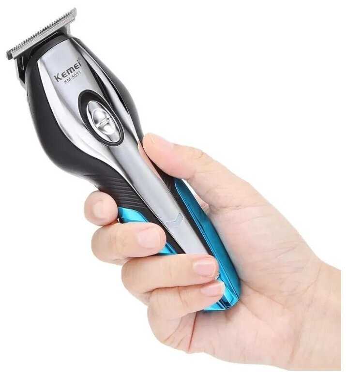 Машинка для стрижки Kemei KM-5031, черный, синий фотография 3