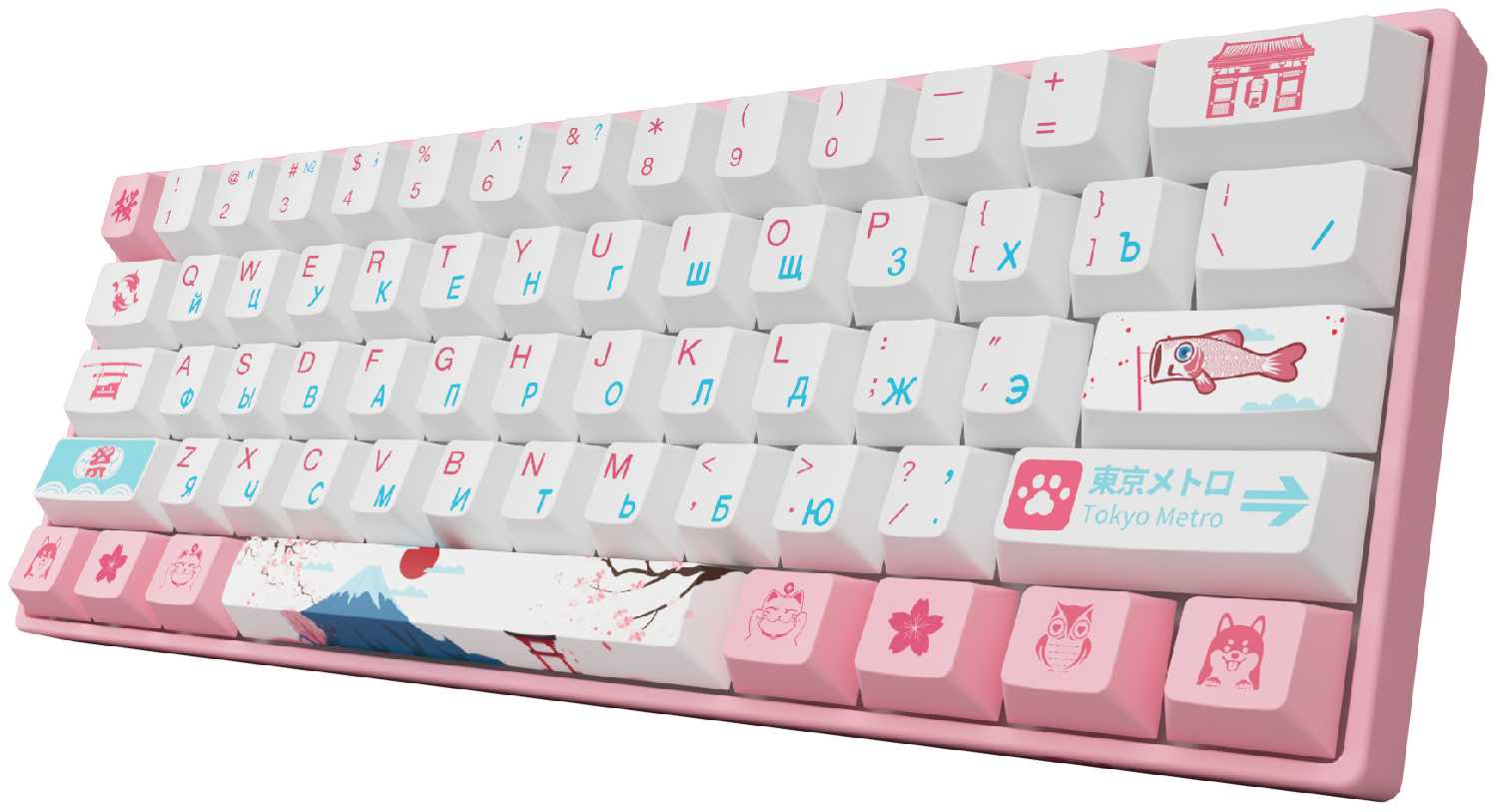 Игровая механическая клавиатура AKKO 3061 World Tour Tokyo R2 (Rus), CS Gateron Pink фотография 5