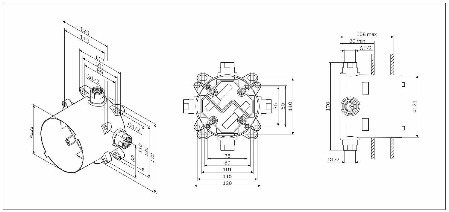 Универсальный базовый модуль AM. PM MultiDock F100100, монтажная коробка, монтируемый в стену фотография 2