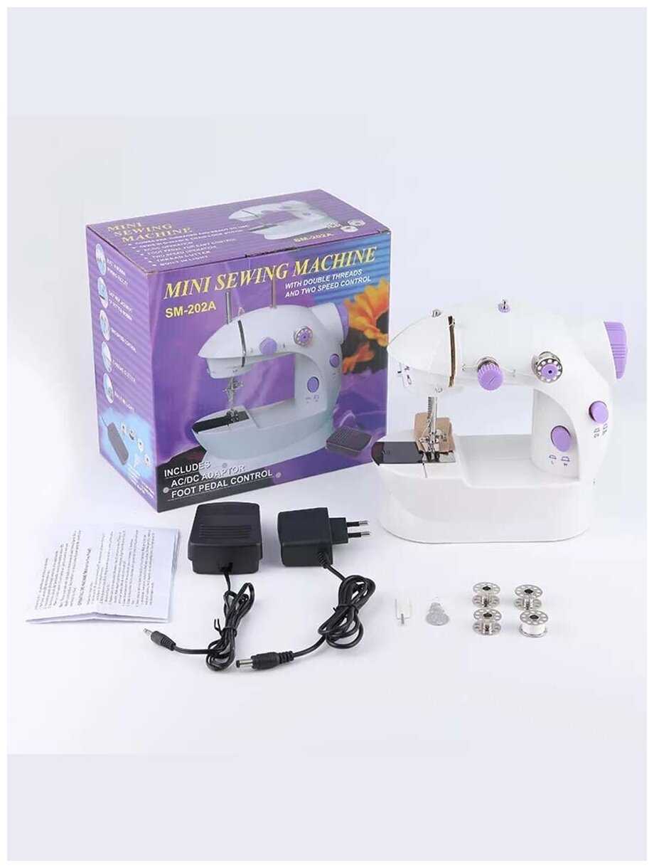Портативная швейная машинка 4 в 1 переносная мини помощница Handheld Sewing Machine SM-202A белая фотография 5