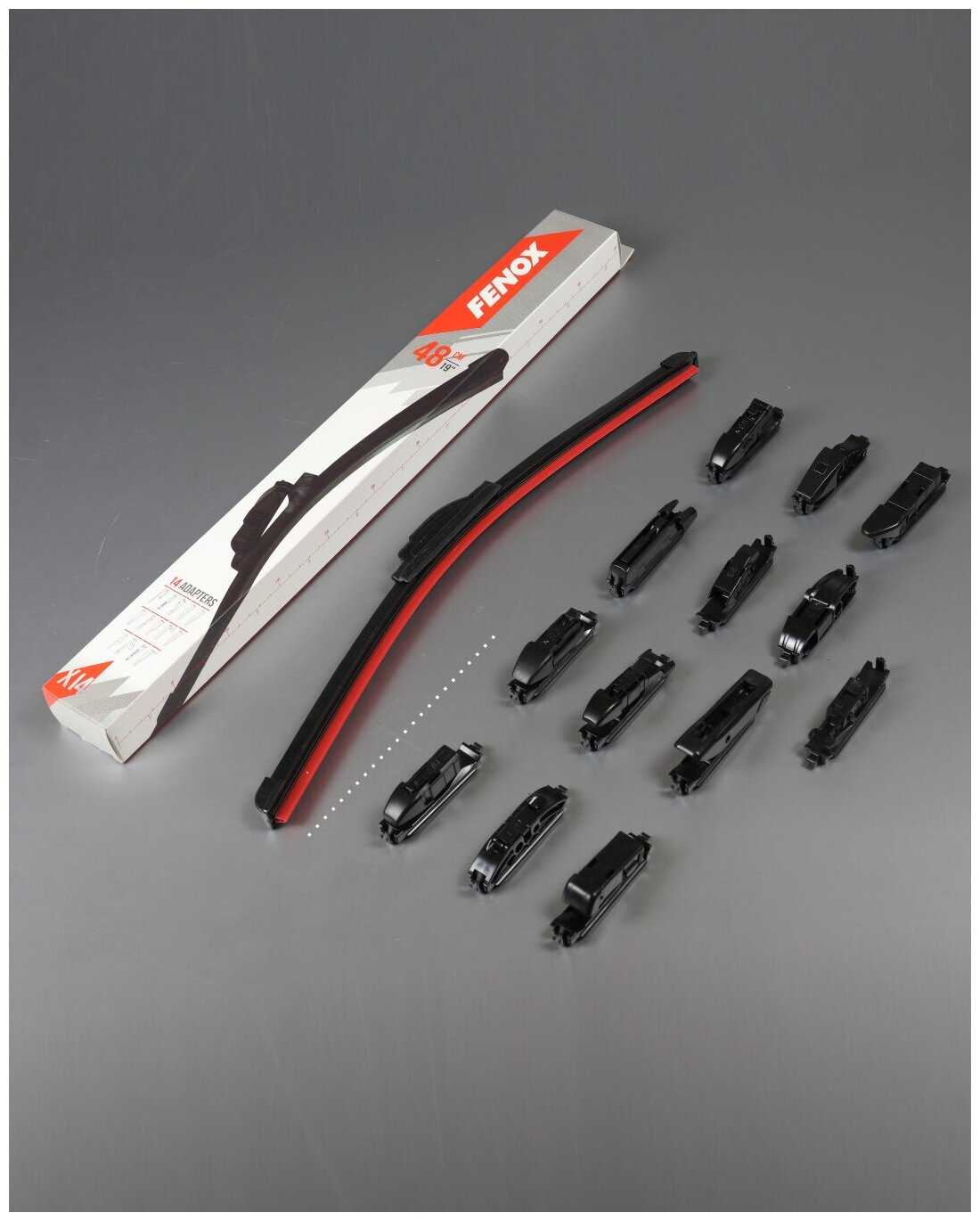 Щетка стеклоочистителя, бескаркасная, 14 адаптеров, 480 мм (19') - FENOX арт. WB48230