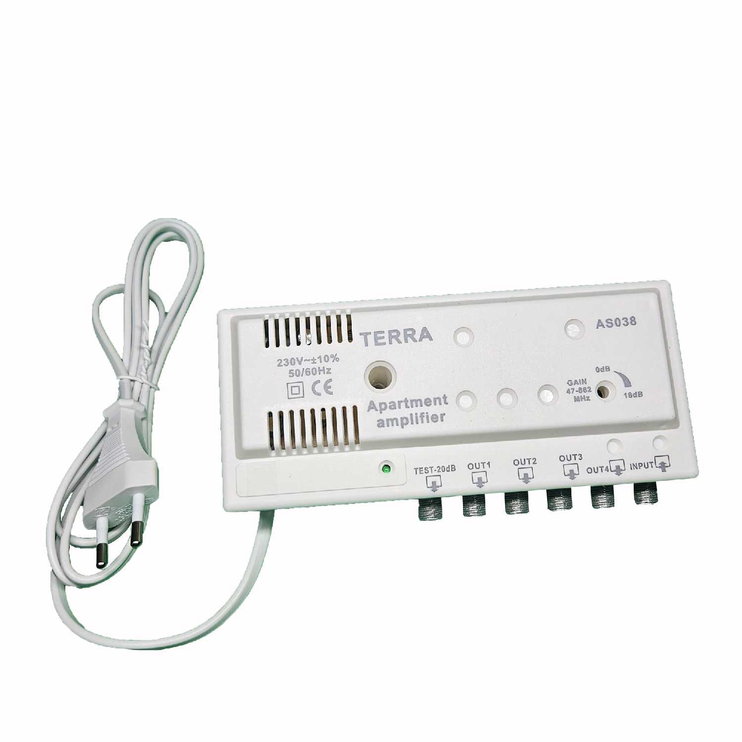Усилитель квартирный TERRA AS038 (Special Edition) DVB-T2, 18 Дб, 4 выхода (Al-400) фотография 2