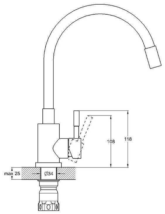Смеситель для кухни (мойки) G-lauf Solone EZA4-F090, рычажный фотография 5