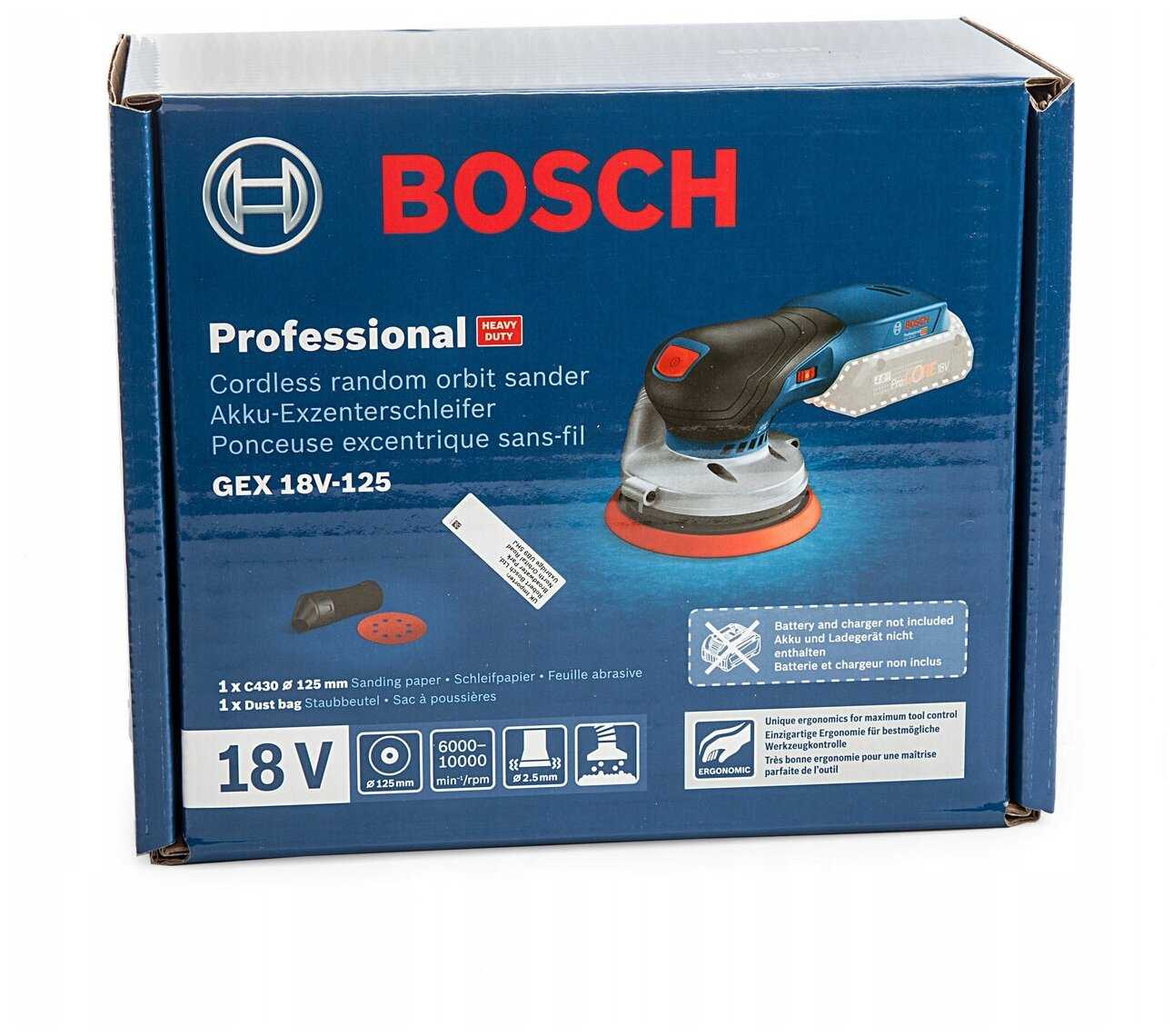Шлифмашина для стен и потолков BOSCH GEX 18V-125 фотография 4