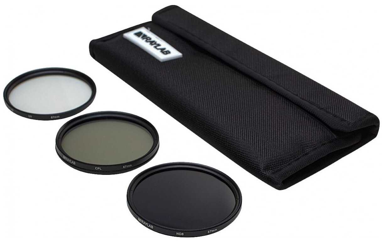 Набор из 3 фильтров RayLab (UV, CPL, ND8) 67mm фотография 1