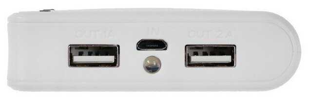 Внешний аккумулятор LuazON PB-01, 7200 мАч, 2 USB, 1/2.1 А, фонарик, белый фотография 5