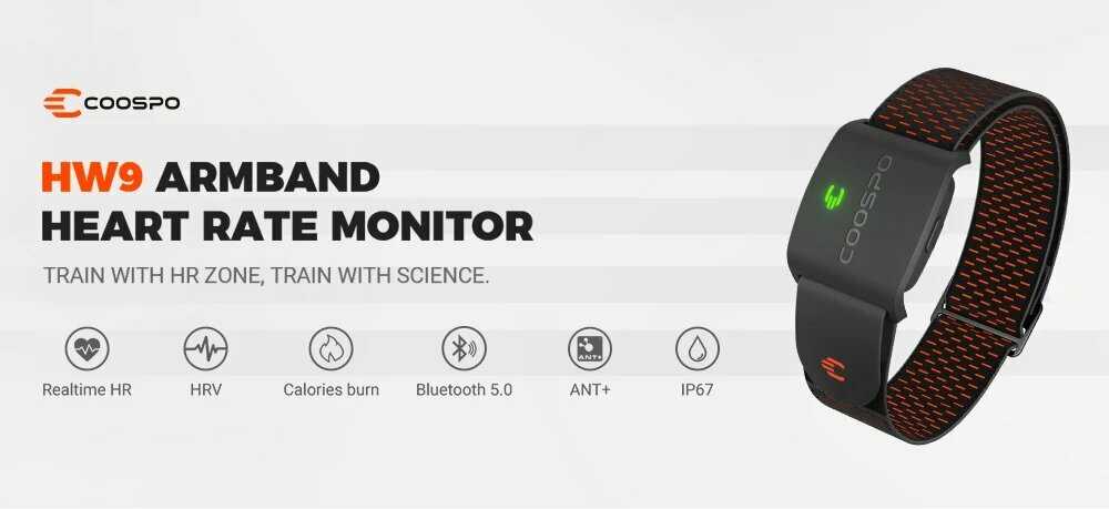 Нарукавная повязка COOSPO с датчиком сердечного ритма и калорий (HW9) фотография 9