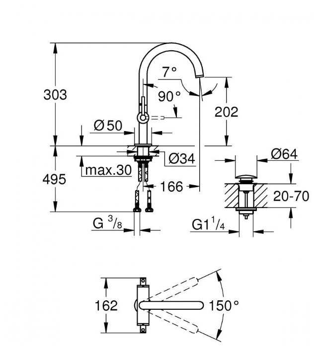 Смеситель для раковины (умывальника) Grohe Atrio 21022DC3, вентильный фотография 1