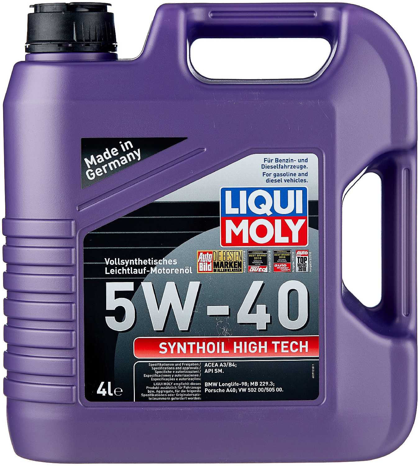 HC-синтетическое моторное масло LIQUI MOLY Synthoil High Tech 5W-40 фотография 4