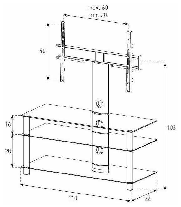 Стойка под телевизор NEO 1103 B HBLK фотография 1