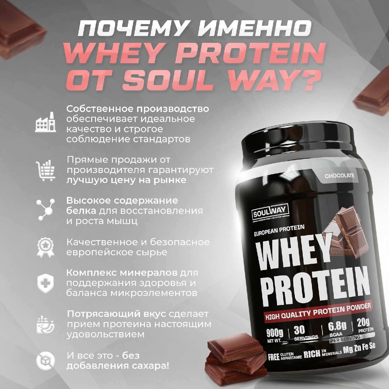 Протеин сывороточный Soul Way (черничный йогурт) фотография 6