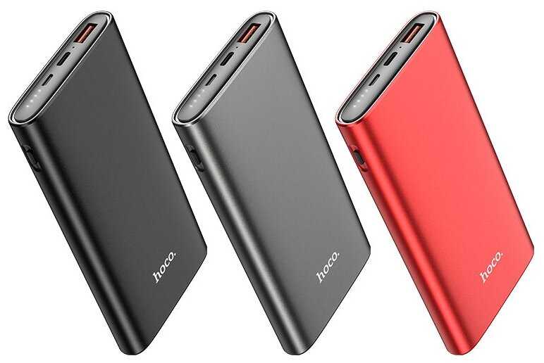 Портативный аккумулятор HOCO J83 Standard, 20W, 3A, 10000 мА⋅ч, корпус алюминий, серый металлик фотография 2