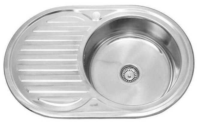 Мойка кухонная врезная нержавеющая сталь SINKLIGHT N 7750 ECO R 0.6/160 1P глянец