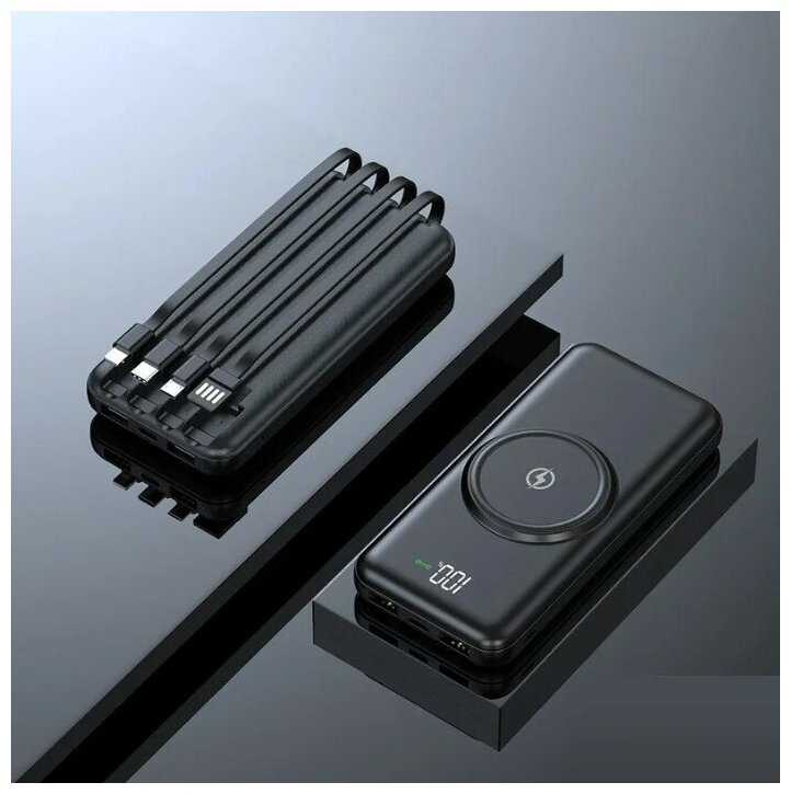 Внешний аккумулятор Power bank ISA PB-12 10000 mah с функцией беспроводной зарядки, черный / Беспроводная зарядка / Беспроводной повербанк фотография 4