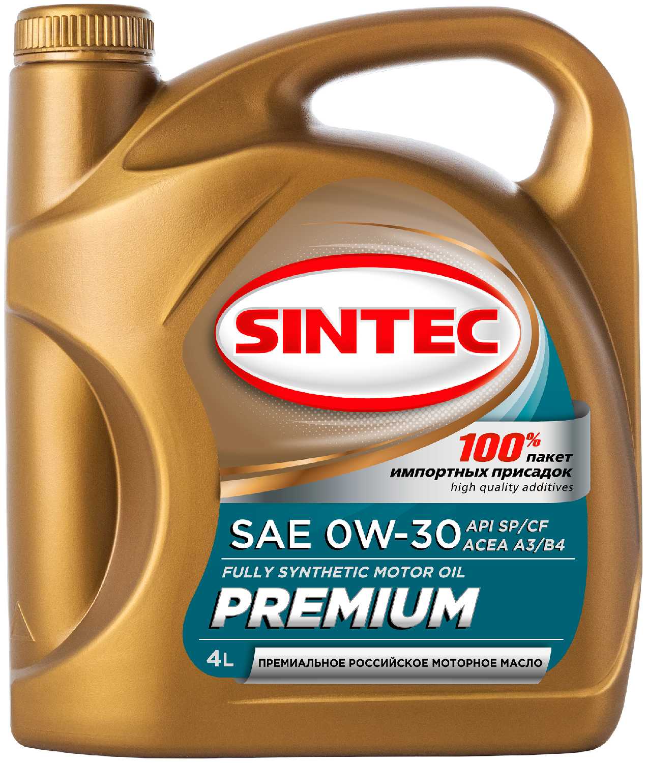 Моторное масло SINTEC PREMIUM SAE 0W-30, API SP/CF, ACEA A3/B4 Синететическое 4 л фотография 1