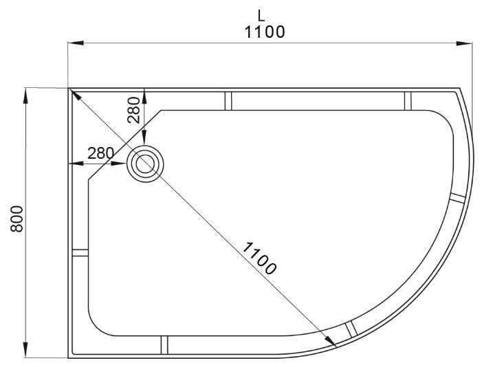 Душевая кабина Deto 1511 L N с LED-подсветкой низкий поддон 110см*80см фотография 4