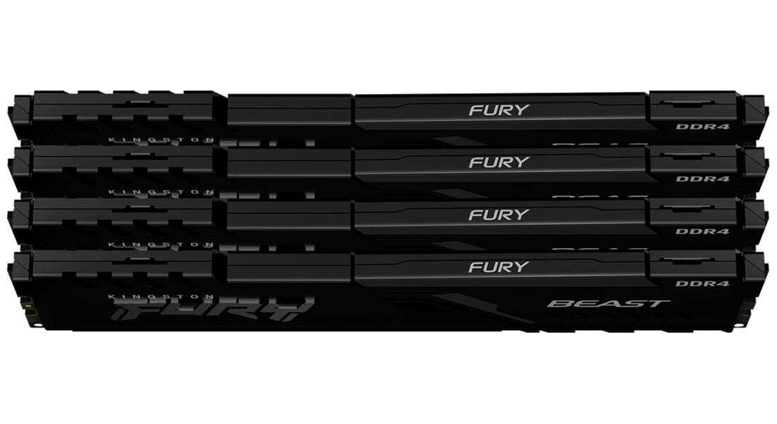 Оперативная память Kingston Fury Beast DDR4 3600 МГц 4x16 ГБ (KF436C18BBK4/64) фотография 1