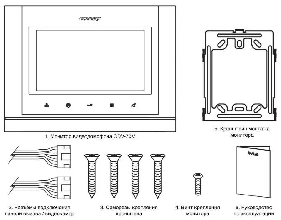 Видеодомофон COMMAX CDV-70MF Белый фотография 2