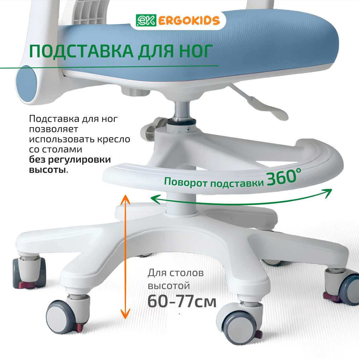 Растущее детское компьютерное кресло для школьников ErgoKids Bambi Air (Y-309 DBG) фотография 16