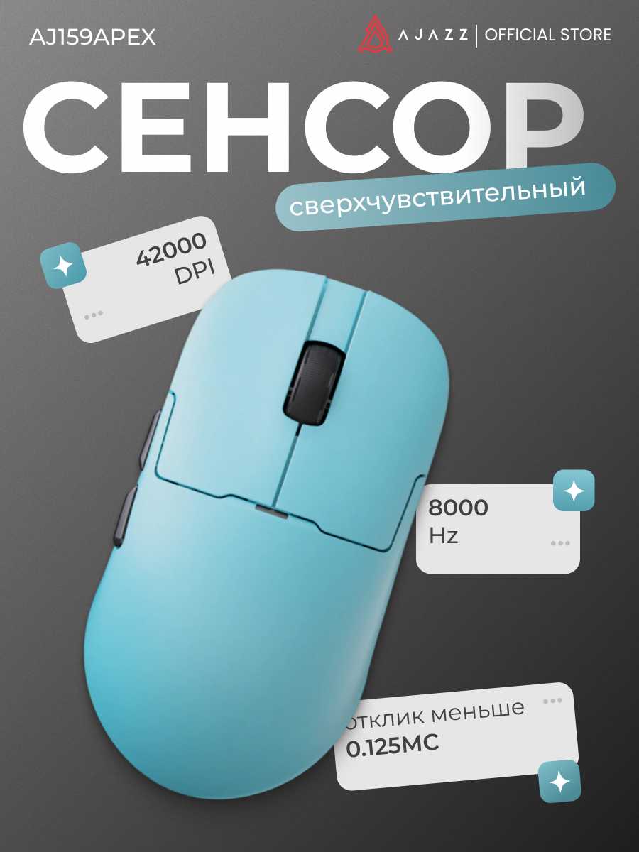 Игровая беспроводная мышь AJAZZ AJ159 NL [3 типа подключения, Pixart PAW 3311, 800 мАч] фотография 8