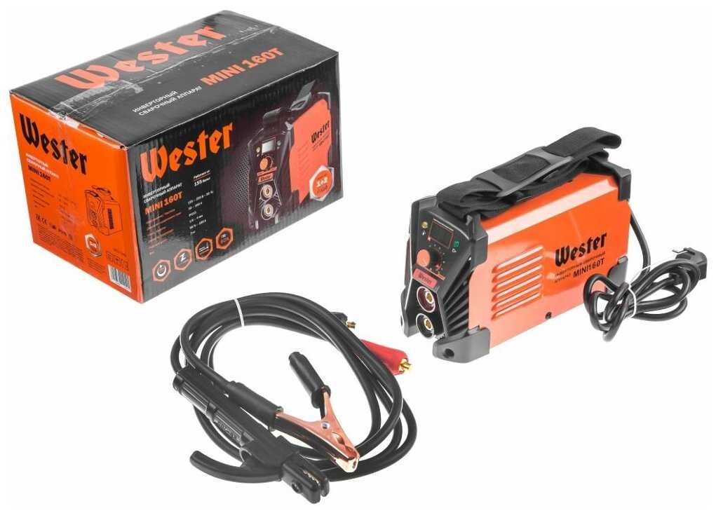 Инвертор сварочный WESTER MINI 160Т 30-160A 155В ПВ60% 1.6-4.0мм фотография 1