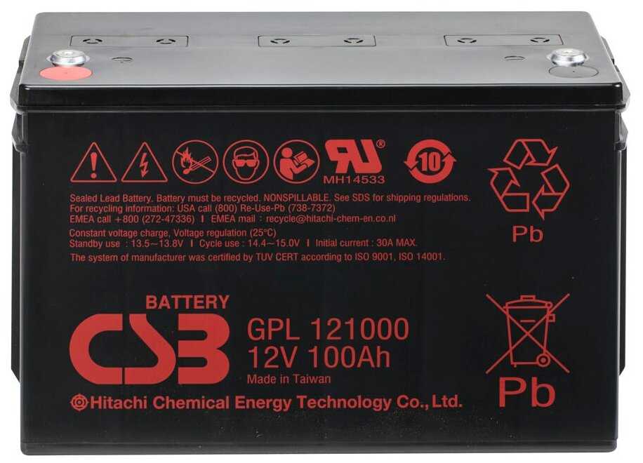 Аккумуляторная батарея CSB GPL 121000 (12В 100 А·ч) фотография 2