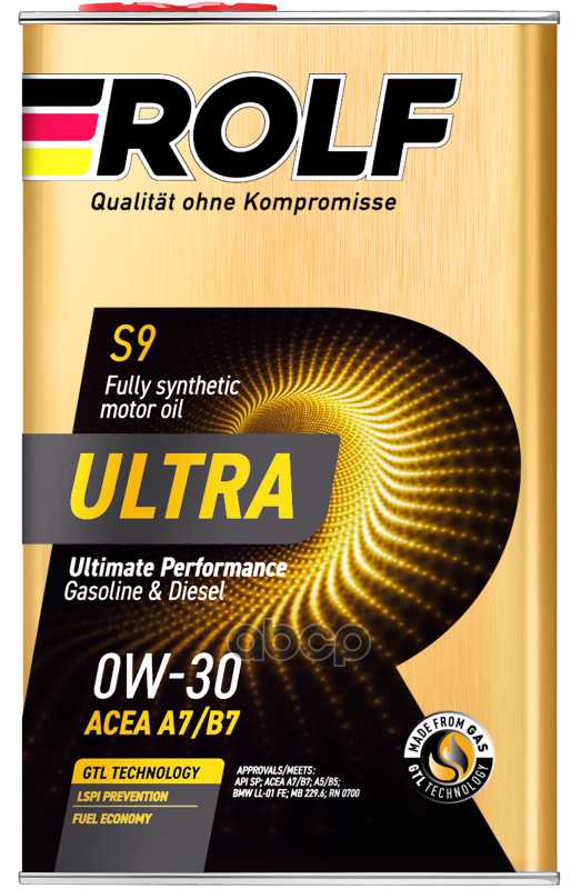 Масло моторное синтетическое ROLF Ultra SAE 0W30 (ACEA A7/B7 API SP) фотография 2