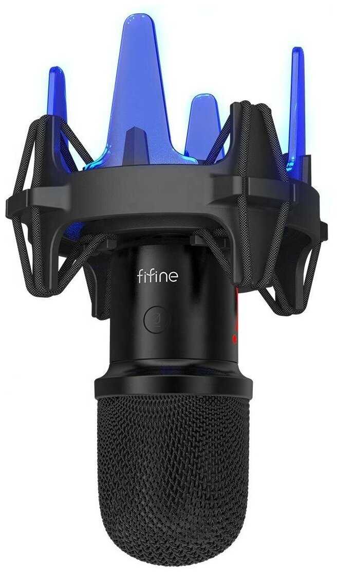 Динамический USB микрофон Fifine K651 с RGB подсветкой (в комплекте с шок-маунтом и микрофонной стойкой) черный