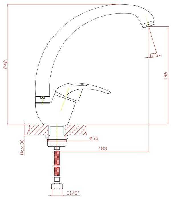 Смеситель для кухни (мойки) Zollen KO71410632, рычажный фотография 1
