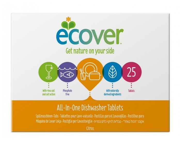 Таблетки для посудомоечной машины ecover 3 в 1 таблетки