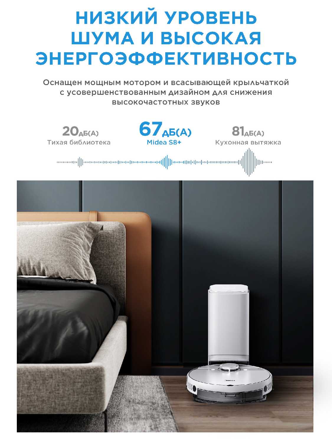 Робот-пылесос Midea S8+ с базой самоочистки и электролизом, Wi-Fi, LiDAR фотография 12