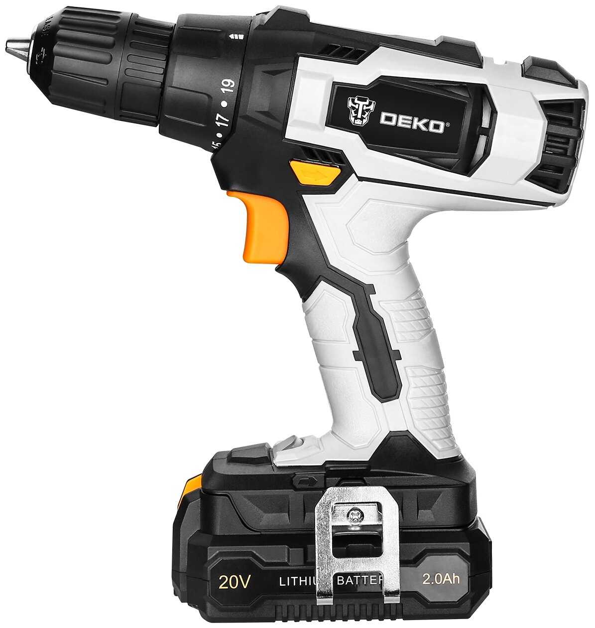 Аккумуляторная дрель-шуруповерт DEKO DKCD20 20В 1*2.0Ач и аккумуляторная УШМ DEKO DKAG20-125 20В 125 фотография 2