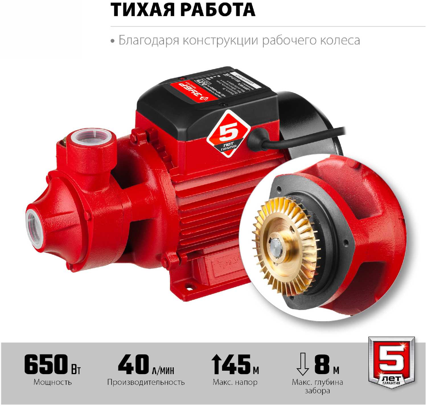 Поверхностный насос ЗУБР НС-М1-400-Ч фотография 7