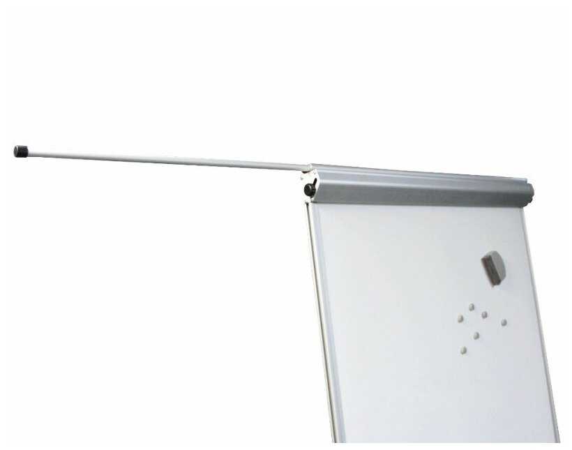 Флипчарт магнитно-маркерный 100х70 BoardSYS, на колесах, с выдвижными планками, белый с полочкой фотография 3