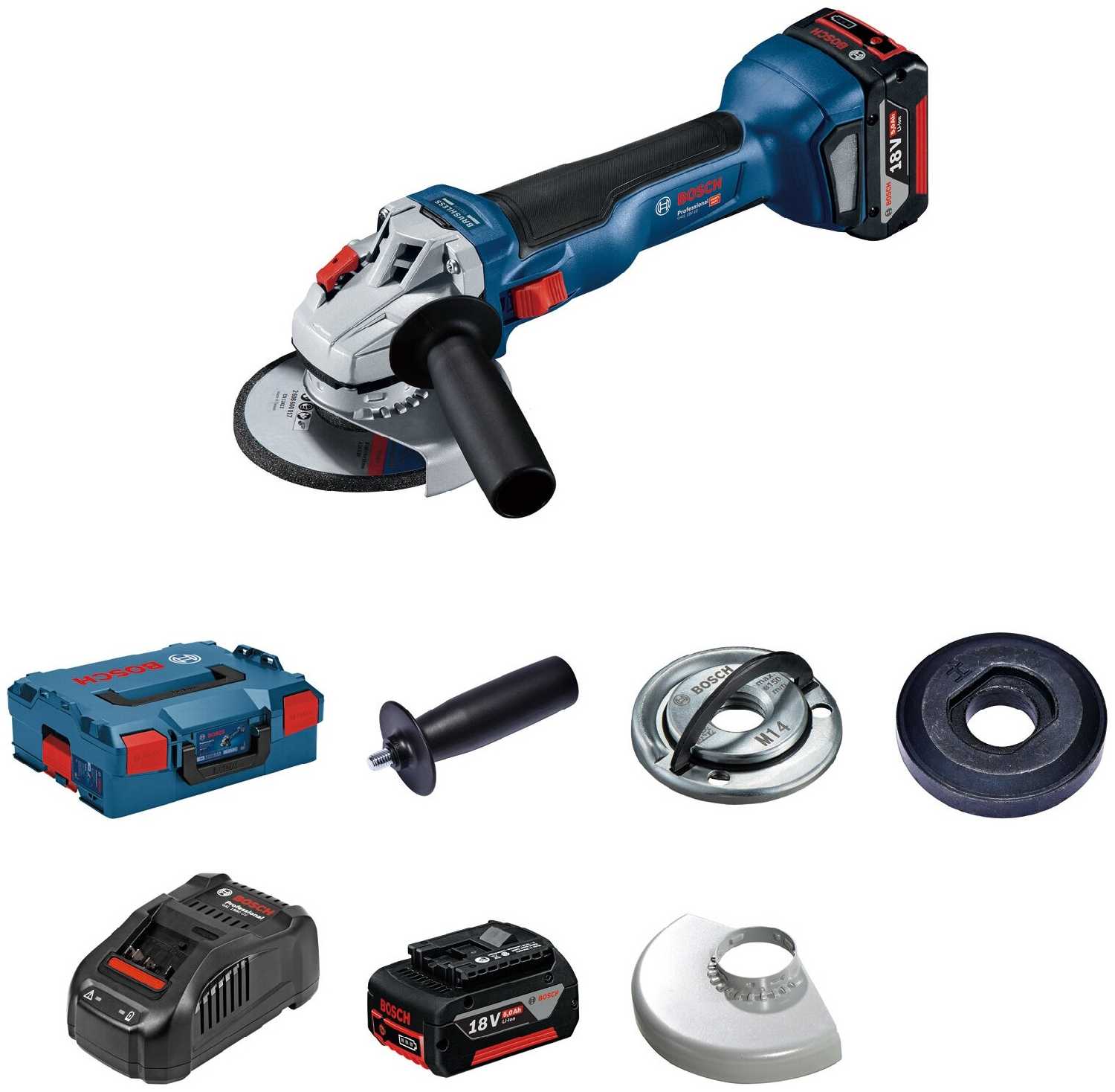 Аккумуляторная УШМ BOSCH GWS 18V-10 (5.0Ач х2, 125 мм) фотография 1
