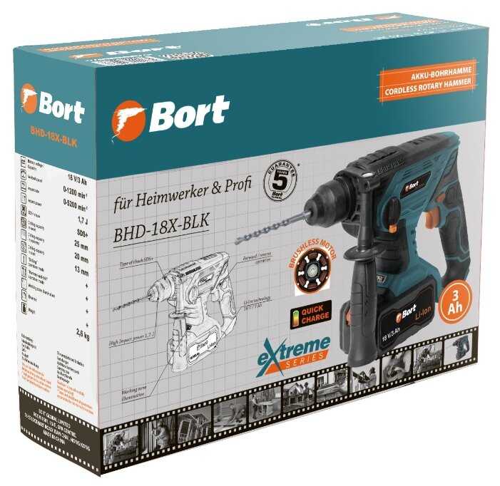 Перфоратор аккумуляторный Bort BHD-18X-BLK Li-Ion 18 В (1.7 Дж) фотография 5