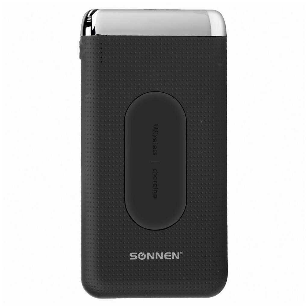 Аккумулятор внешний 8000mAh SONNEN POWERBANK K802 беспроводная зарядка, 2USB, литий-полимер, 263030 фотография 4
