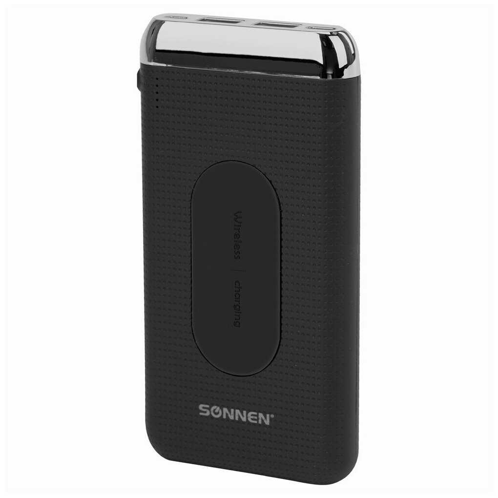 Аккумулятор внешний 8000mAh SONNEN POWERBANK K802 беспроводная зарядка, 2USB, литий-полимер, 263030 фотография 5
