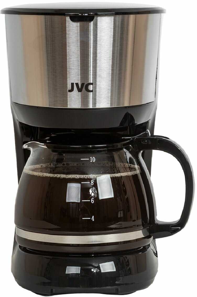 Кофеварка капельная JVC со стеклянным кофейником 1,25 л и многоразовым фильтром, подогрев кофе, система Антикапля, 750 Вт
